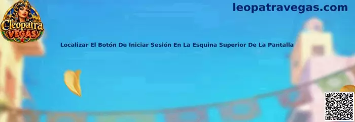 Referencia visual para localizar el botón de iniciar sesión en la parte superior de Cleopatra Vegas